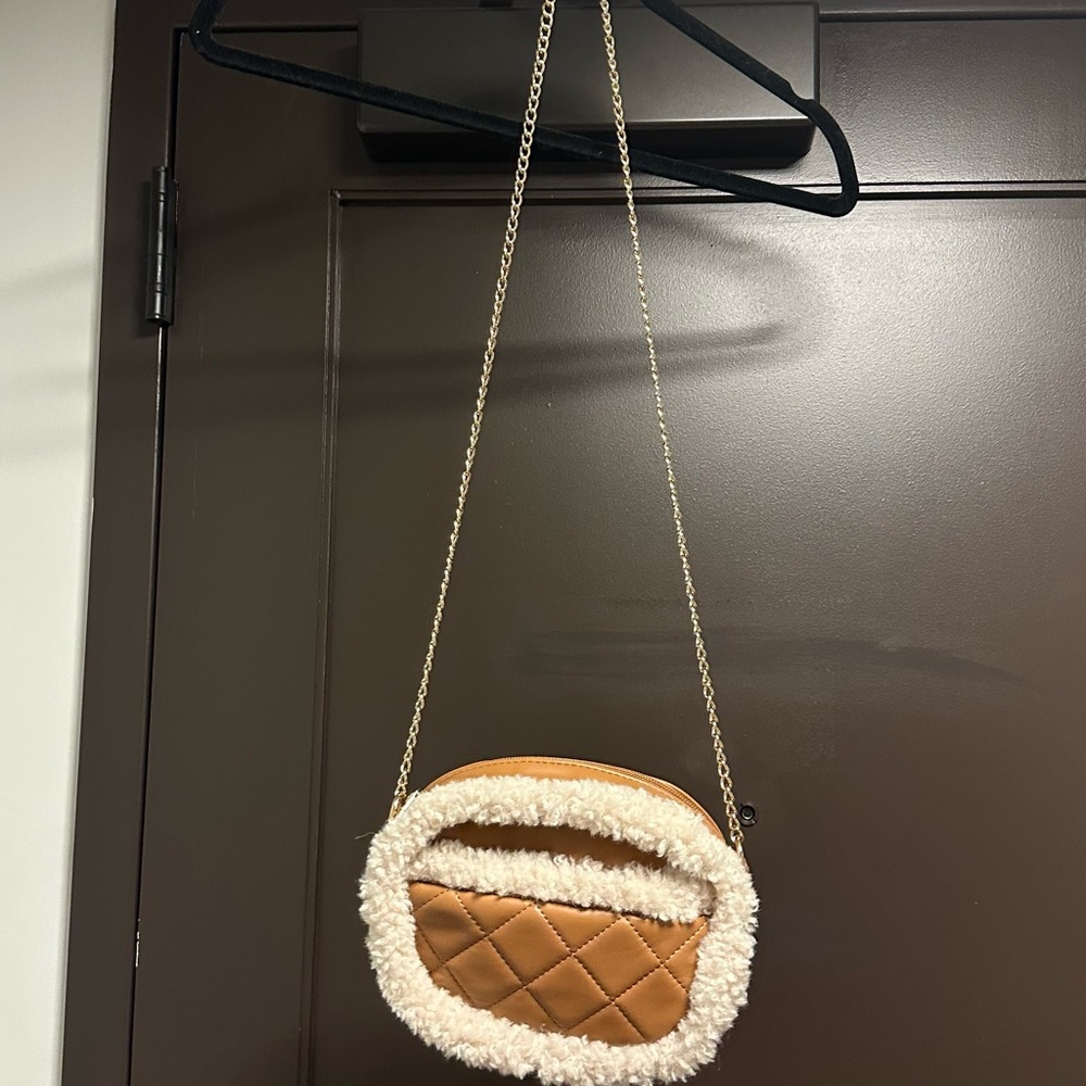 Forever 21 Tan Quilted Crossbody Bag with Chain